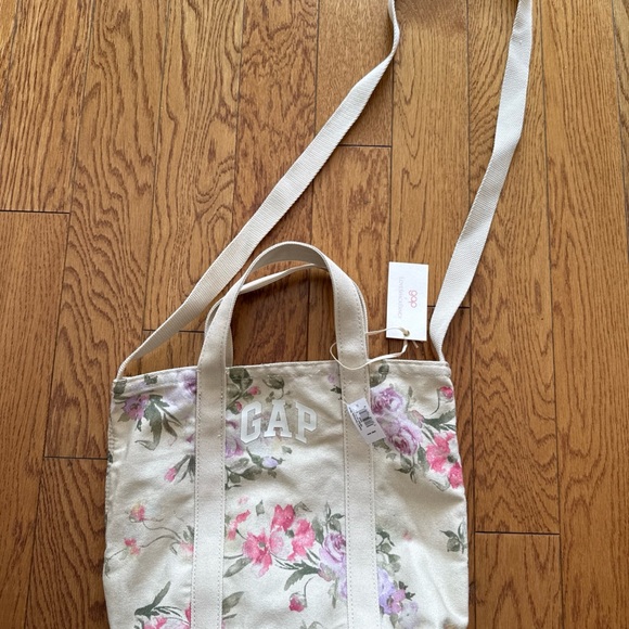GAP x LoveShackFancy Floral Canvas Tote - Cream and Pink - Picture 1 of 7